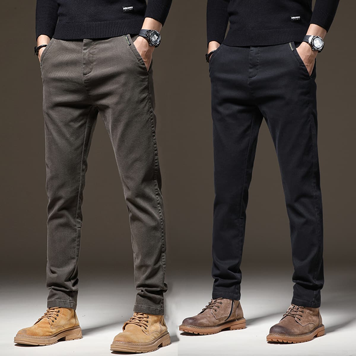 Men's Clothing Casual Pants For Men, Middle Aged, Business Slim Fit Straight Elastic Fashion Trousers