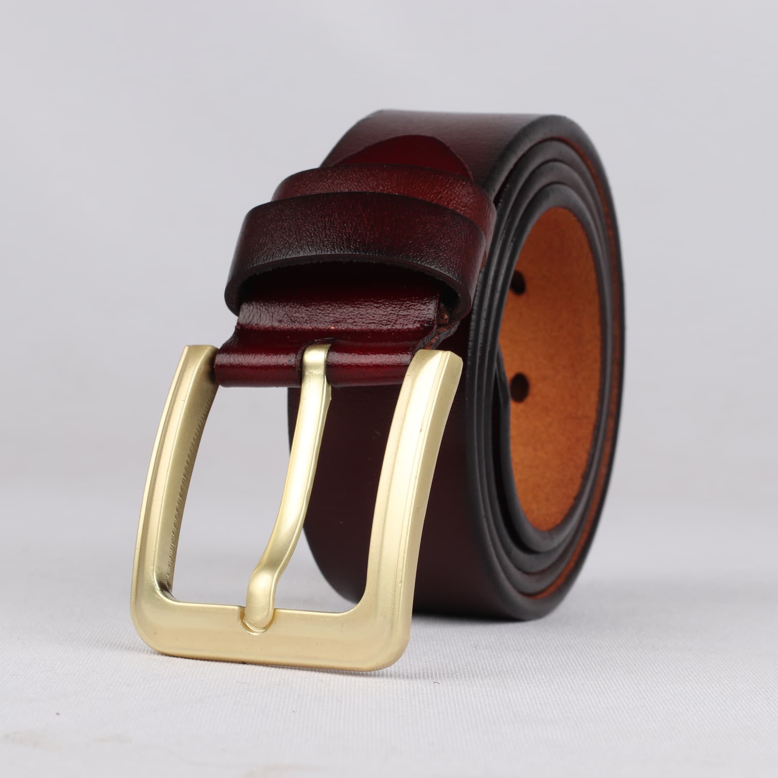 High-end Copper Full Belt , Extended Length Big And Tall, Two-layer Cowhide Pin Buckle Genuine Leather For