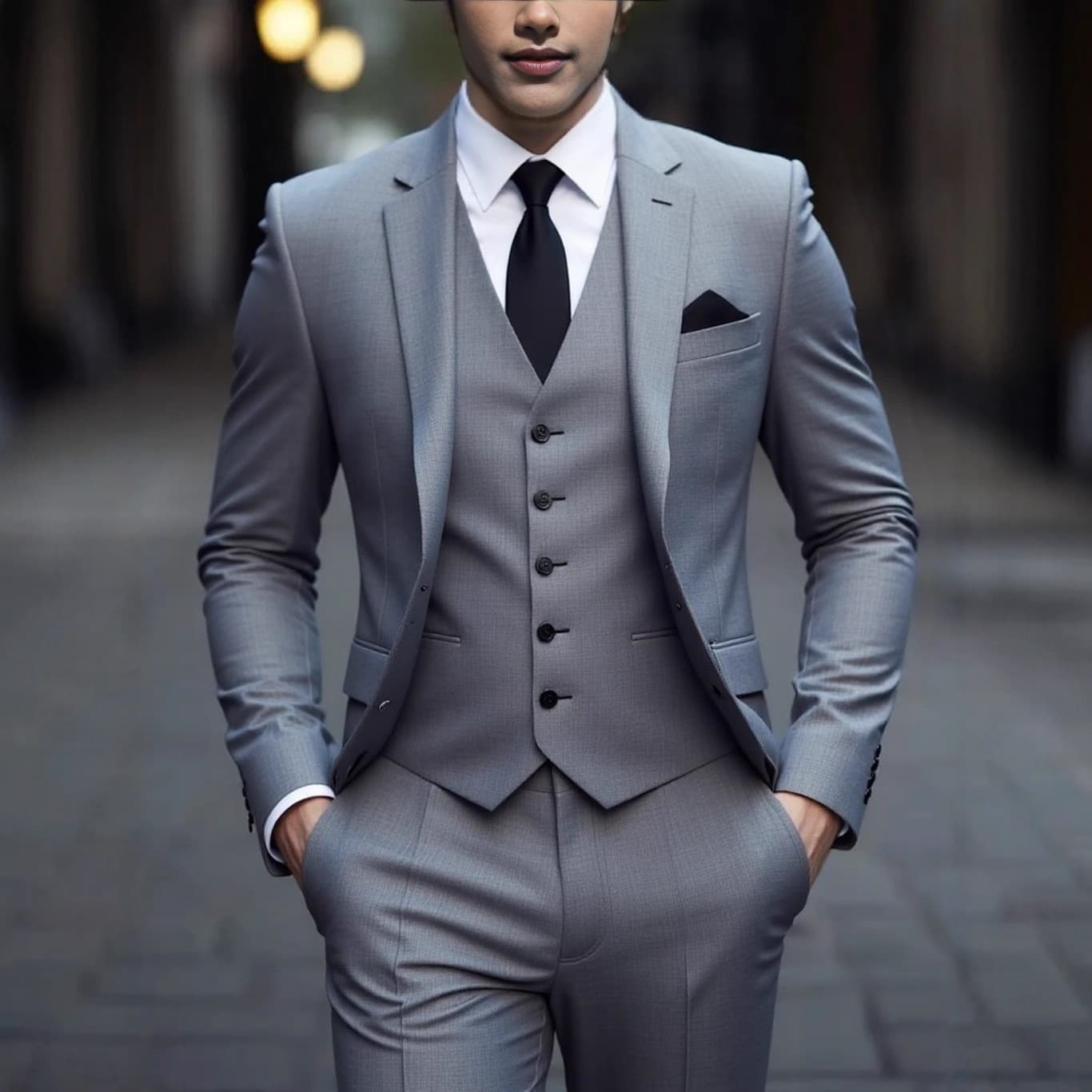 Men's Three Piece Suit Set Banquet Solid Color Trendy Business Casual Clothing