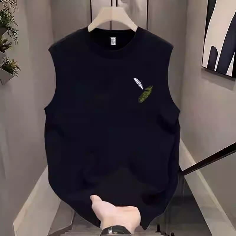Men's Clothing Trend Sleeveless Short Sleeve Popular Casual Simple Versatile Printed Vest Waistcoat