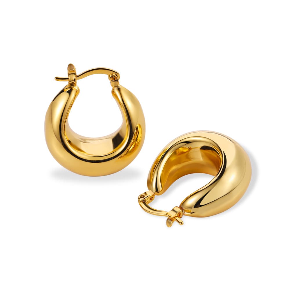 French retro simple earrings high end temperament female earrings copper plated real gold earrings silver needle earrings