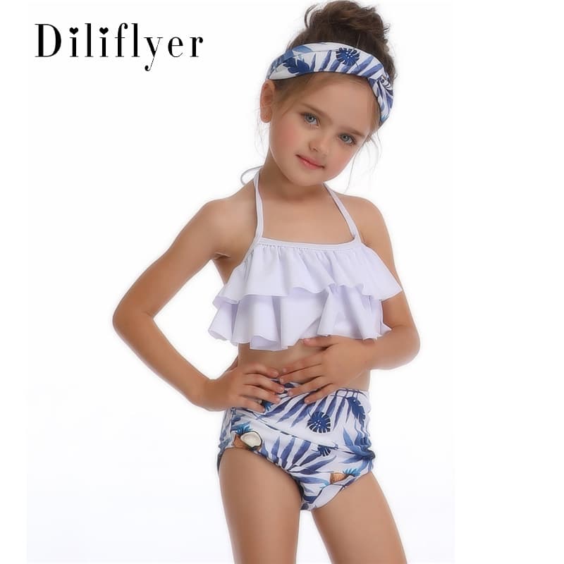 Family swimsuit Bikini Girls High waisted swimwear for girls