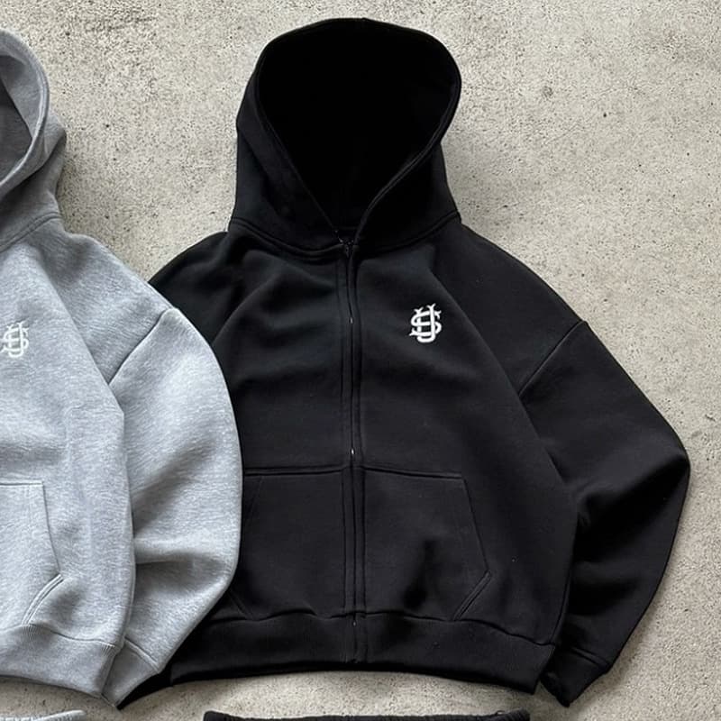 Vêtements pour hommes, nouveau sweat-shirt brodé simple, mode rétro décontracté, cardigan à fermeture éclair, veste sweat-shirt