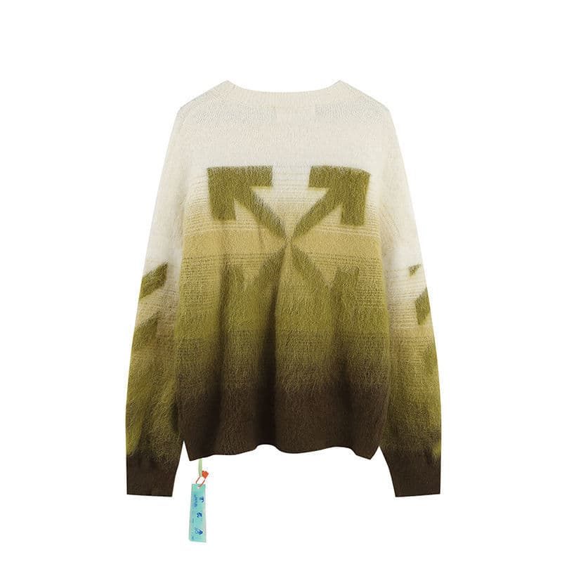 Nouvelle tendance automne/hiver OW WAR pull ample en laine tricoté jacquard mohair dégradé de flèches