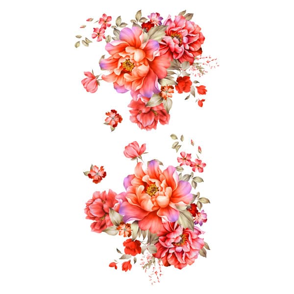 new 2026 New Colorful Flower Peony Rose Water Transfer Tattoo Stickers Set