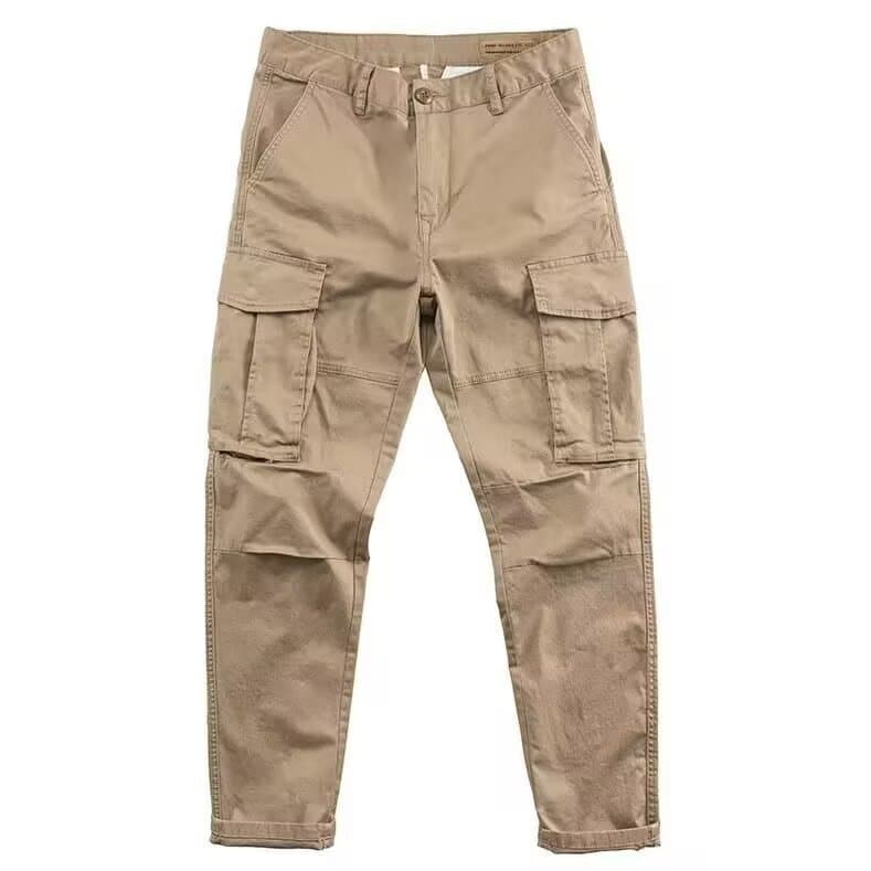 Pantalon cargo homme résistant à jambes droites et à taille mi-haute, coupe ample, style décontracté, idéal pour le printemps et l'automne, pou