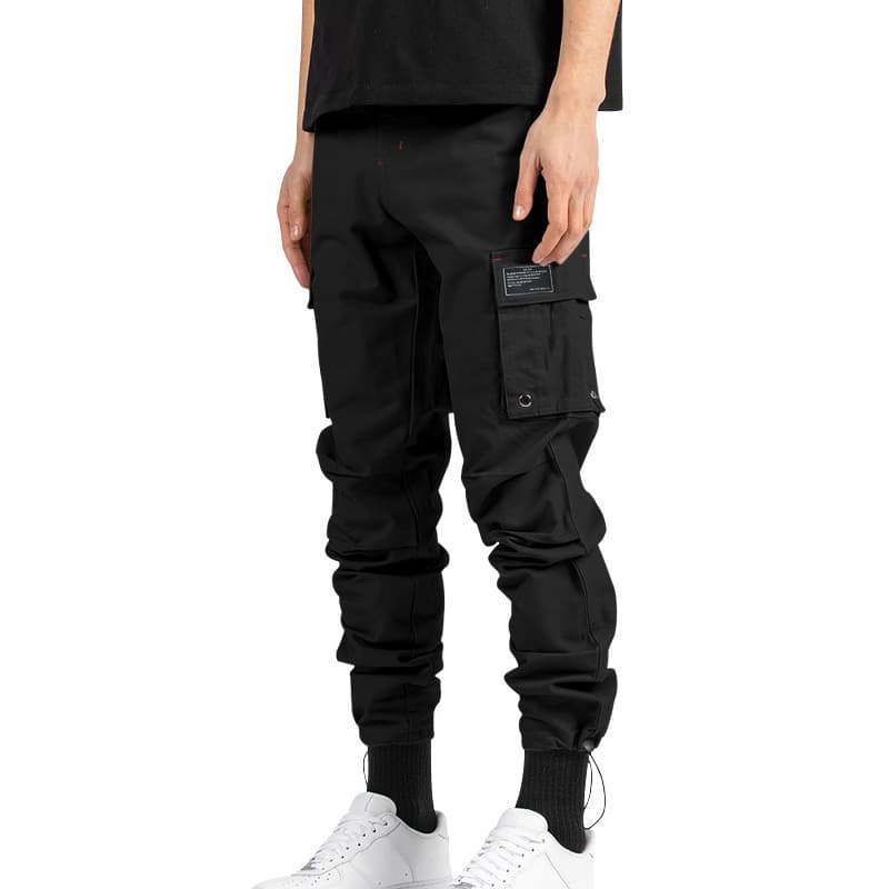 Men's Clothing Casual Pants Multi Pocket Solid Color Loose Cuff Workwear Trousers