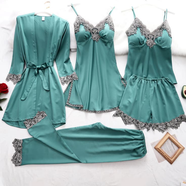 Women's Clothing women's sexy home pajamas five piece set sexy lingerie sexy temptation lace