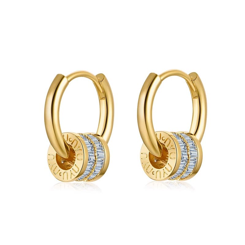 Women's Jewelry French Retro Slim Waist Earrings Light Luxury Niche Design High End One Piece Two Wear Zircon Temperament Earrings