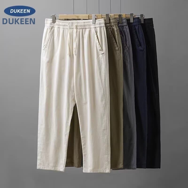 Men's Japanese-Style Gauze Pants Breathable Linen-Blend Relaxed Fit Cropped Trousers Casual Home Wear Sizes M-3XL