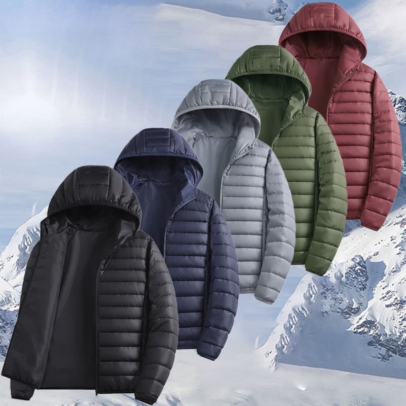 ​​Men’s Winter Puffer Jacket – Lightweight Quilted Hooded Coat, Windproof Polyester Shell, Warm & Stylish For Casual Outdoors (Black/Gray/Navy/More)​​