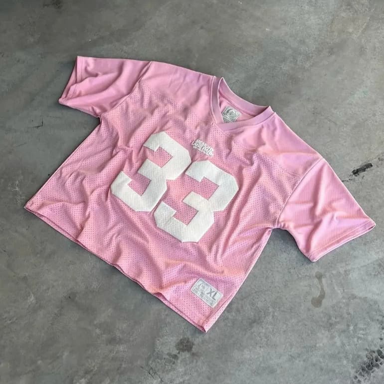 American Y2k Letter Print Sports Short Sleeved Couple Hip Hop Street Style V Neck Football Casual Baggy Loose T Shirt