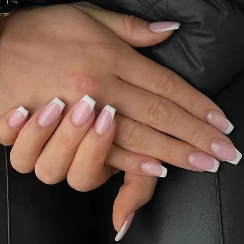 Pure Want Simple White French Short Ballet Nail Art Temperament Classic Not Out Of Date White Moonlight Europe And The United States Wear Nail Nail