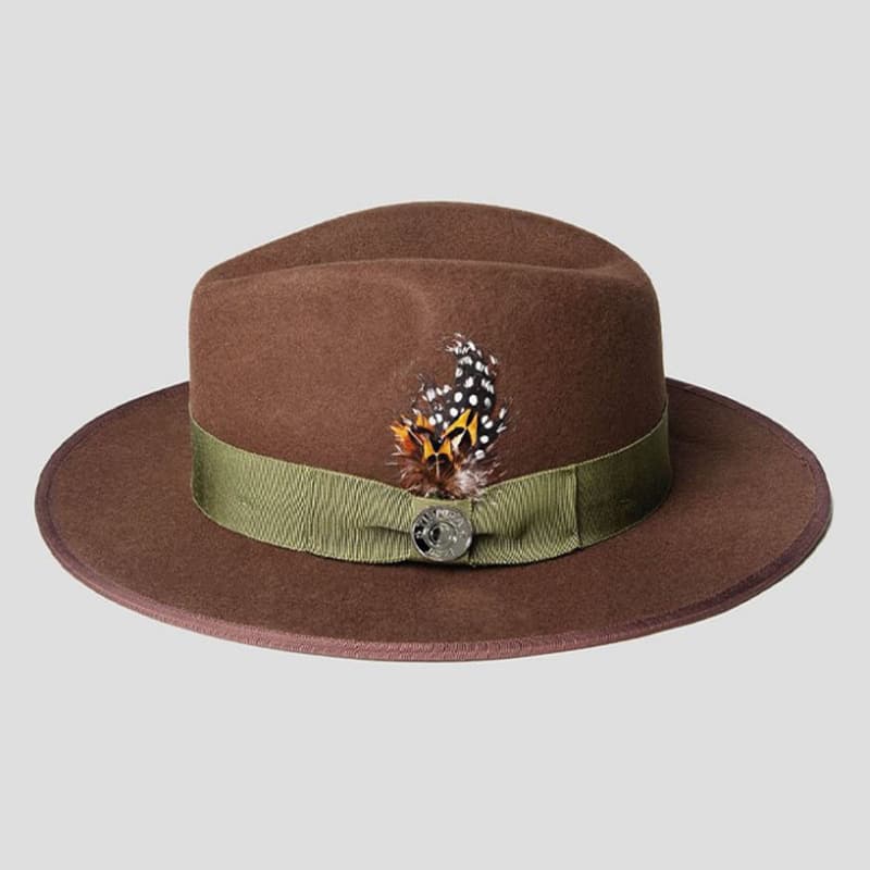 Pure wool felt hat vintage flat brim wool bowler hat for gentlemen