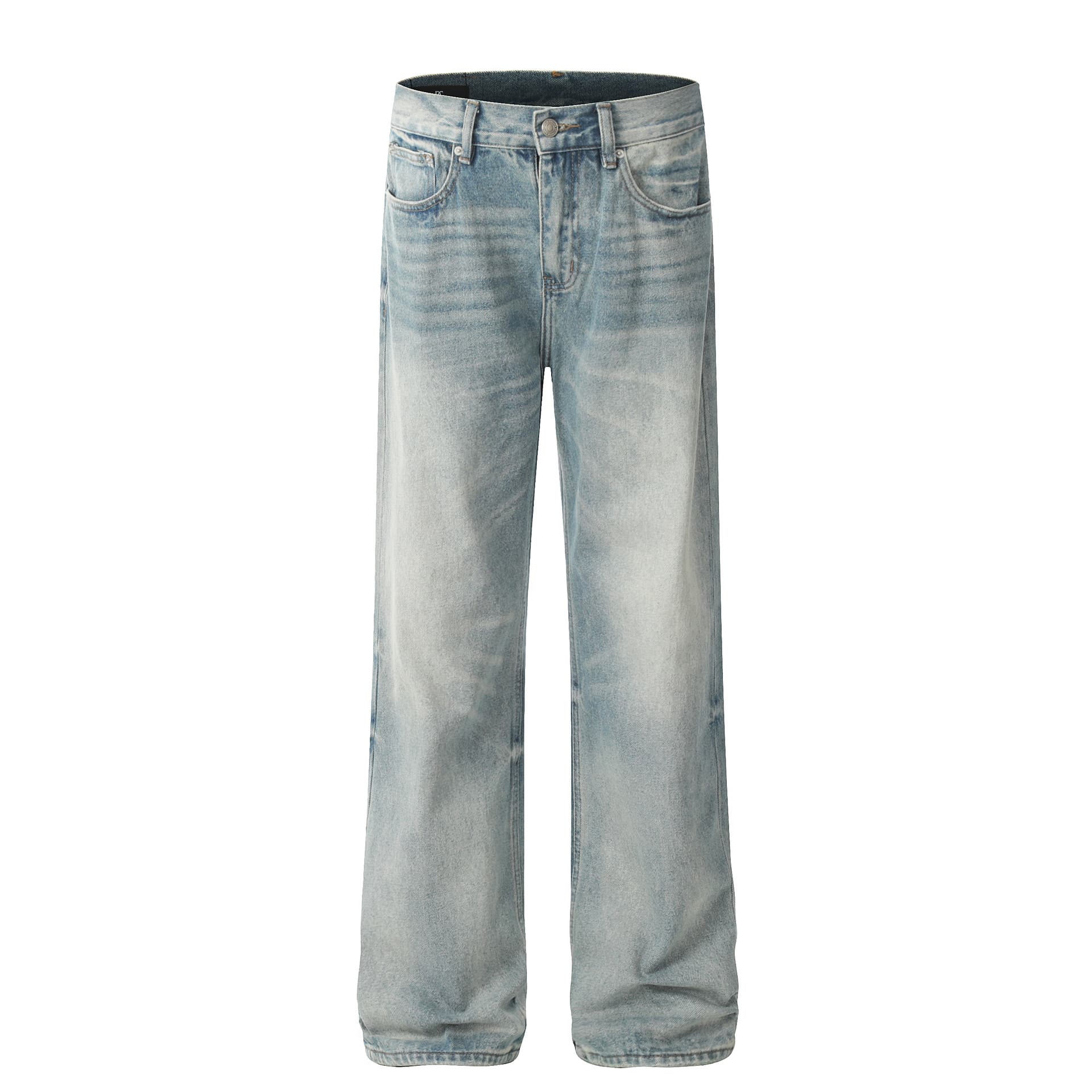 Men's Clothing 2025 Spring Simple Washed White Straight Jeans Men's Street Trend Cleanfit Trousers