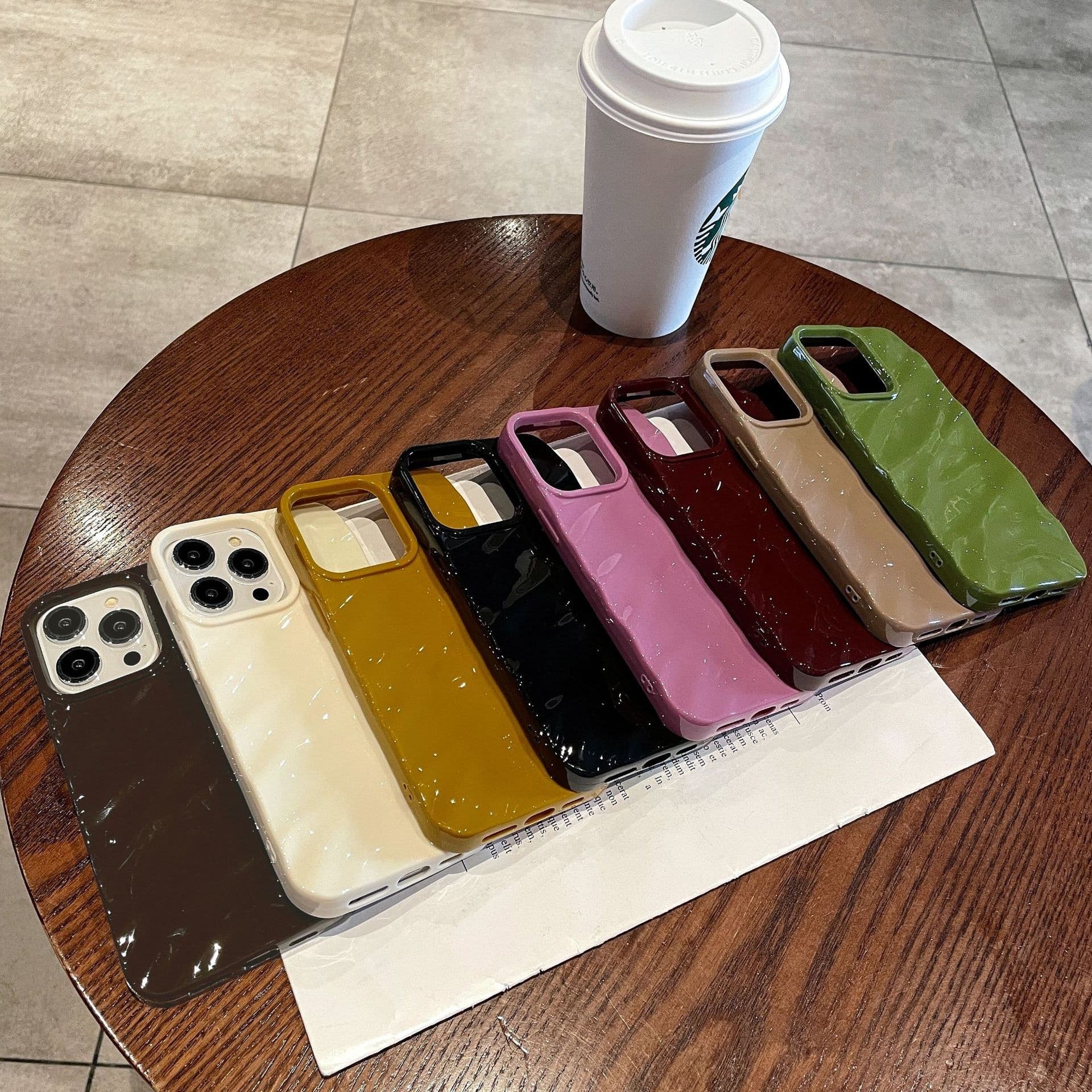 3D Wrinkle Pattern Compatible With 17 Pro Max Phone Case Solid Color 16 New Model 14/15 Minimalist Style