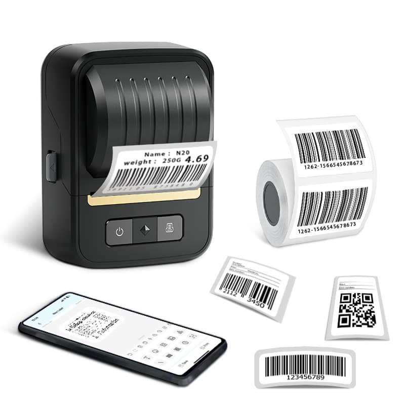 Imprimante d'étiquettes thermique Bluetooth commerciale N20 pour mobile et PC - Portable, sans fil, compacte, pour les petites entreprises et la maison.