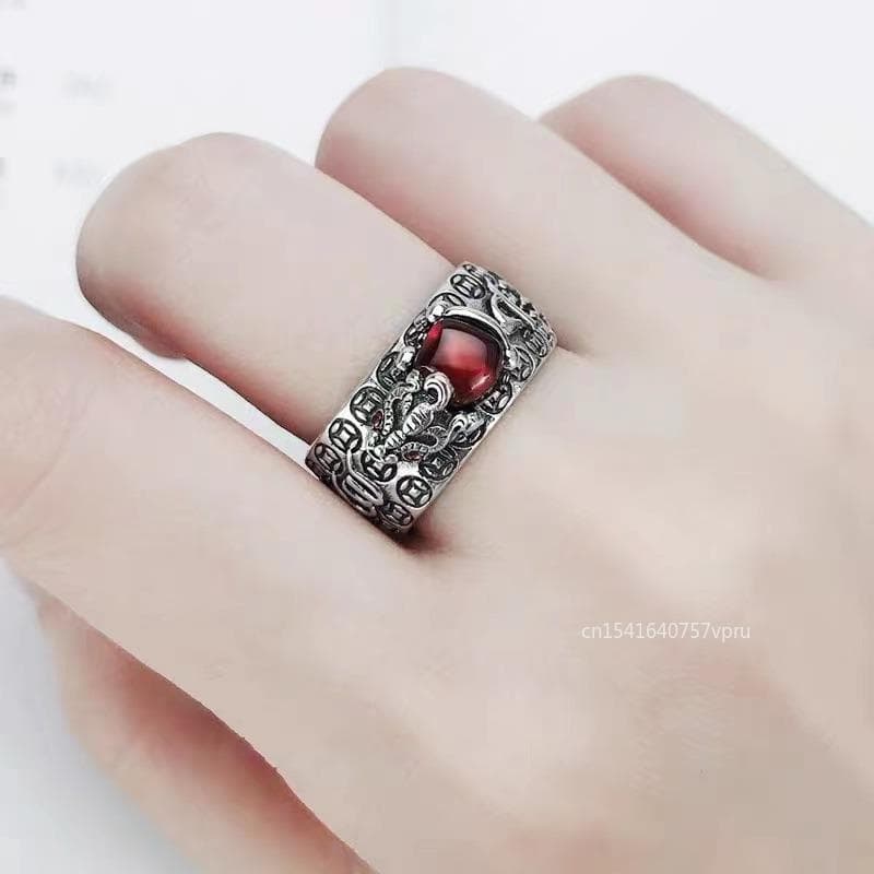 Hot sales Lucky Amulet Feng Shui Pixiu Ring for Women Men Retro Sier Plated Adjustable Rings Good Luck And Wealth Buddhist Jewelry