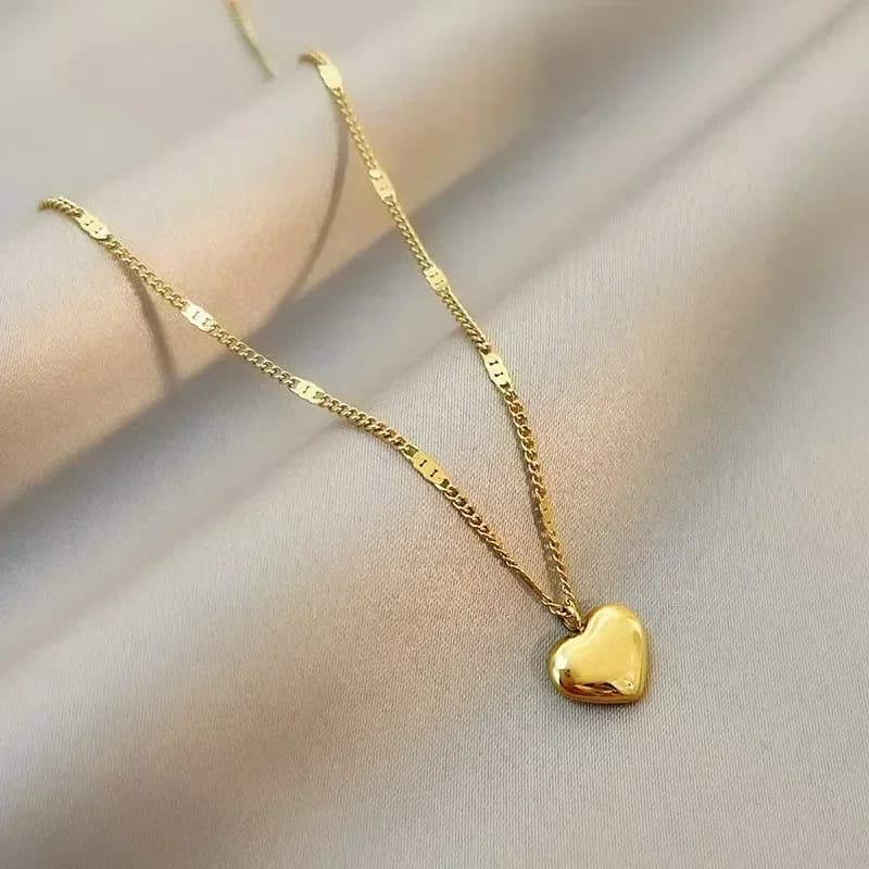New Couple Cross Edge Geometric Heart Pendant Artificial Luxury Charm Simple Cute Love Necklace Jewelry