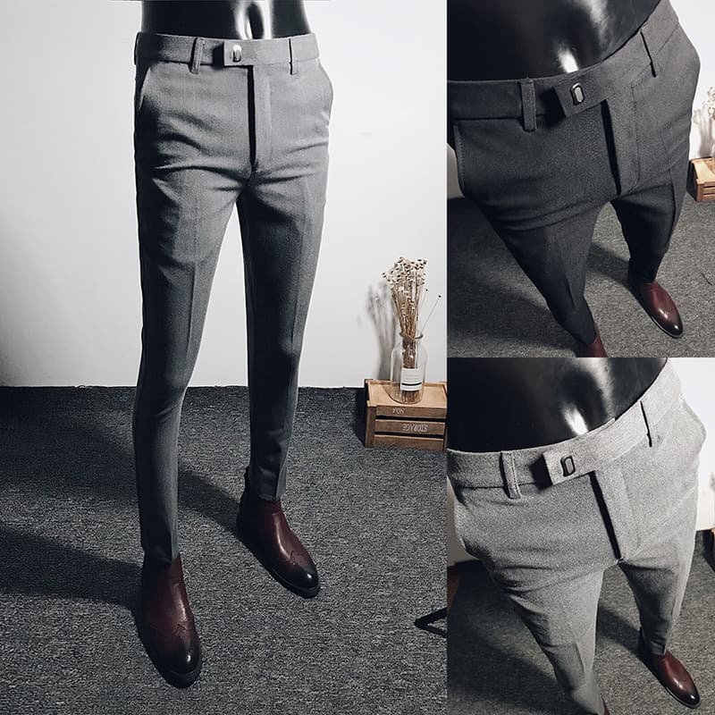 Men's Clothing Business casual British style trousers men black elastic slim fit long trousers men's Korean style slim trend suit trousers summer