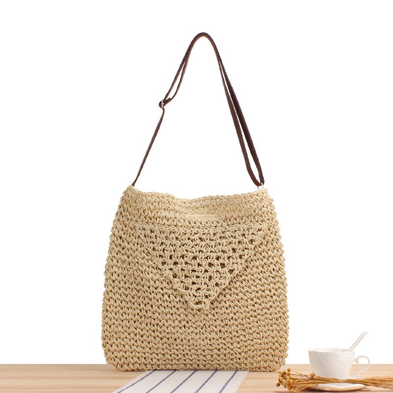Women's fashion single shoulder straw bag pastoral style beach bag