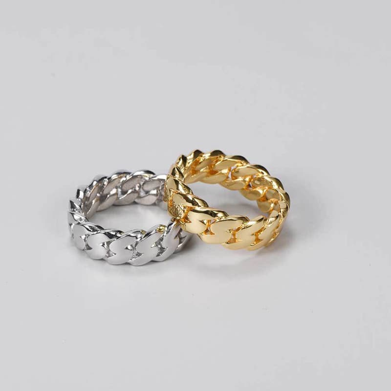 Stainless Steel Cuban Simple Smooth Polished 8mm Chain Ring