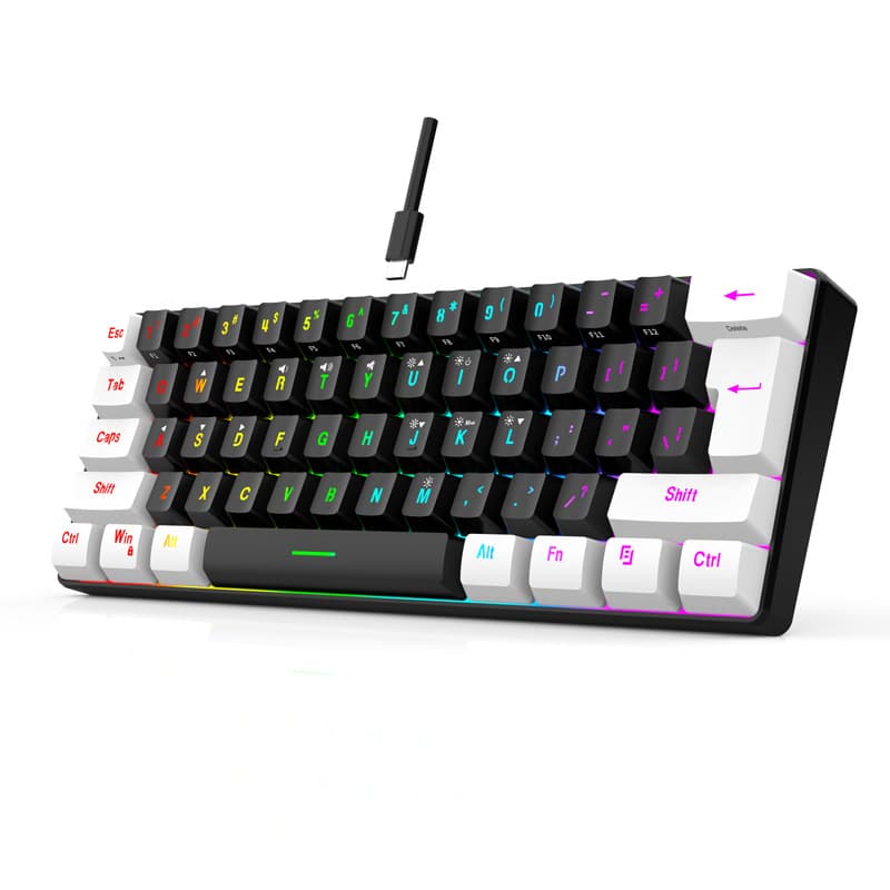 Wired 61-Key Gaming Mini RGB Backlit Mechanical Feel Business Office Portable Compact Computer Keyboard