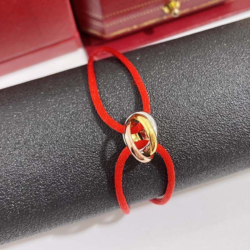 Bracelet homme femme créateur bijoux or unisexe acier inoxydable 3 boucles métal ruban lacé chaîne multicolore