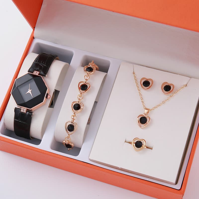 New Douyin hit women's versatile watch fashionable personality diamond simple watch niche jewelry watch set