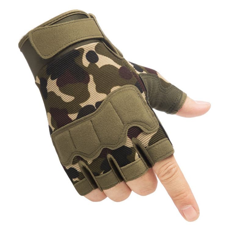 Tactical gloves Sports tactics non-slip gloves Semi-finger men's and women's camouflage riding mountaineering non-slip open-finger paratrooper gloves
