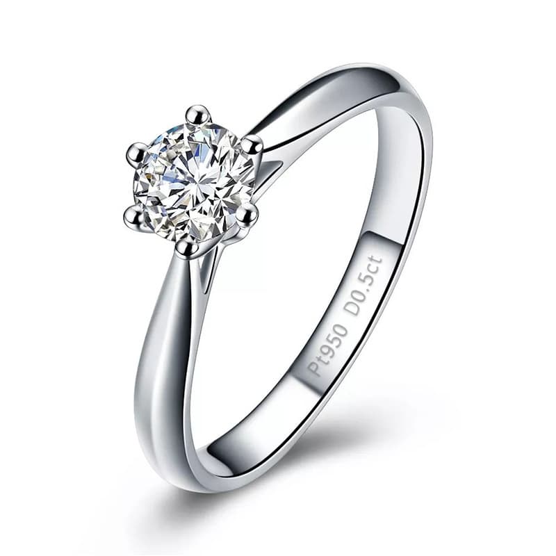 Zhou Family Classic Mosang Stone Diamond Ring, 1 Carat Pure Silver Pair, Wedding Proposal Gift Ring for Girlfriend