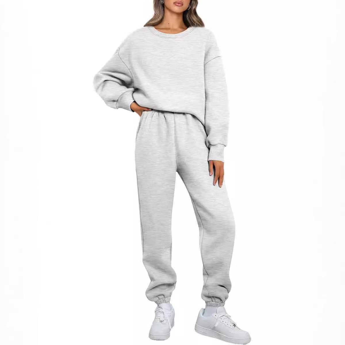 ​​Women's Casual Sweatshirt & Pants Set - Round Neck Pullover (10 Colors, S-XXXL)​​
