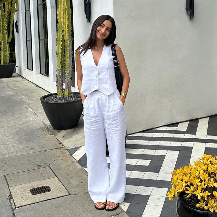Women's New Cotton And Linen Vest Sleeveless Trousers Two-piece Women's Casual Fashion Suit