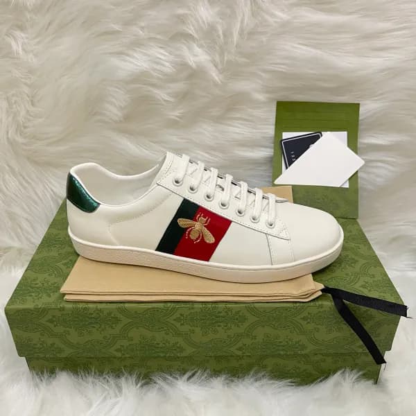 Baskets en cuir de qualité supérieure pour hommes et femmes, chaussures de course à rayures brodées Ace Bee