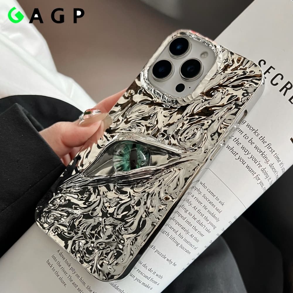 Cute 3D Eye Wrinkles Matte 17Promax Phone Case For Iphone 13 12 11 Pro Max 14 16 15 Plus 16Pro 17 Air Plating Cover