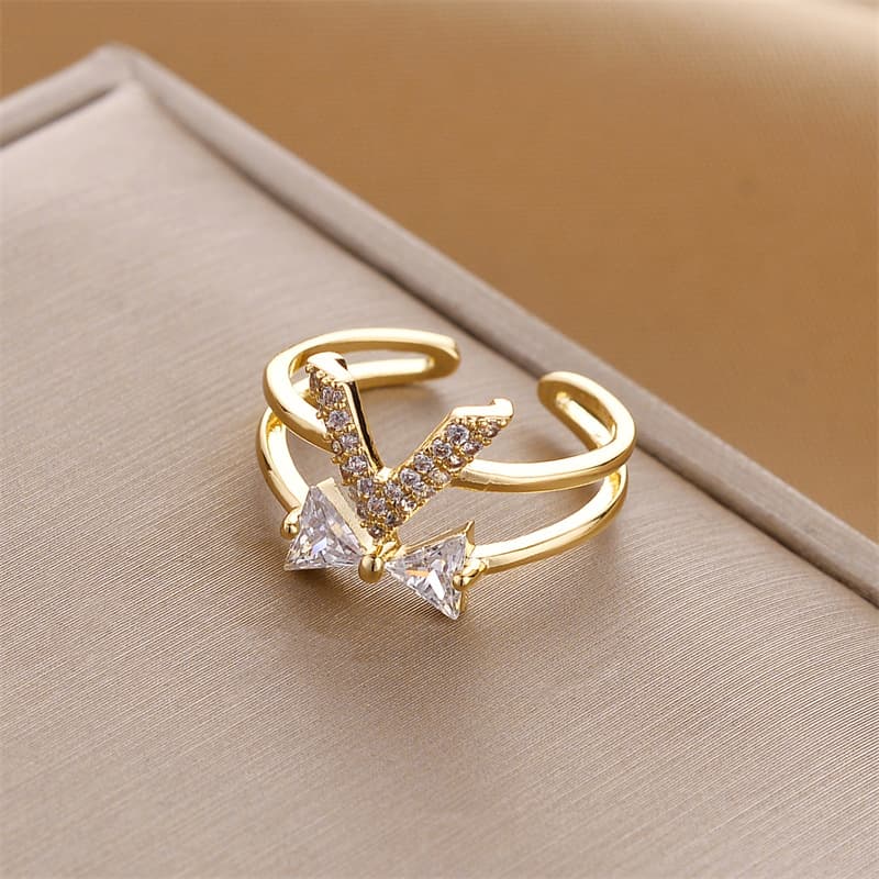 Niche design ins personalized high-end light luxury pearl zircon open ring women's jewelry bracelet
