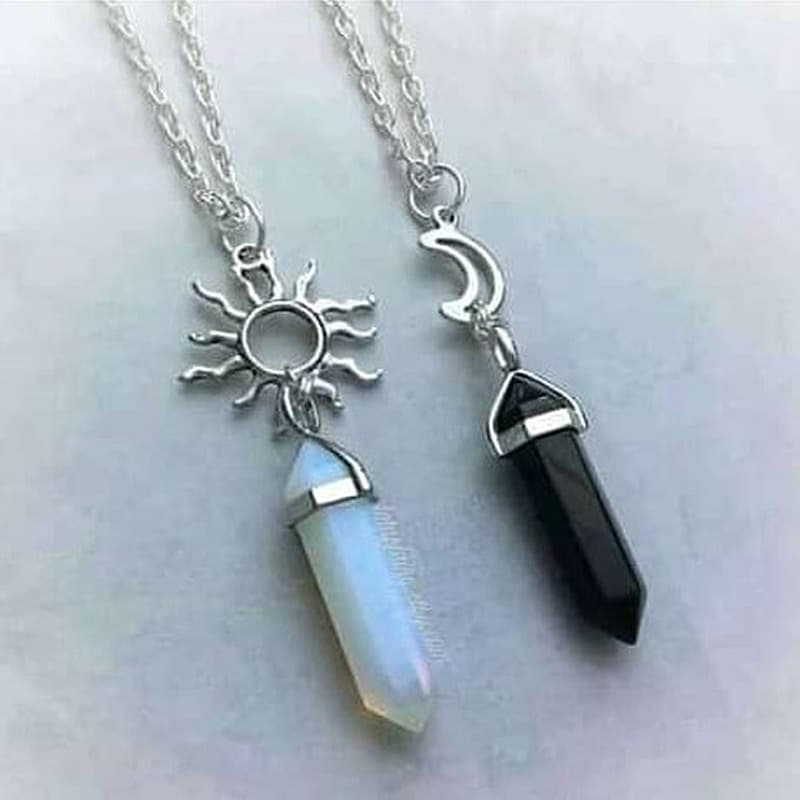 Necklaces 2-piece moon and sun crystal necklace Best friend necklace