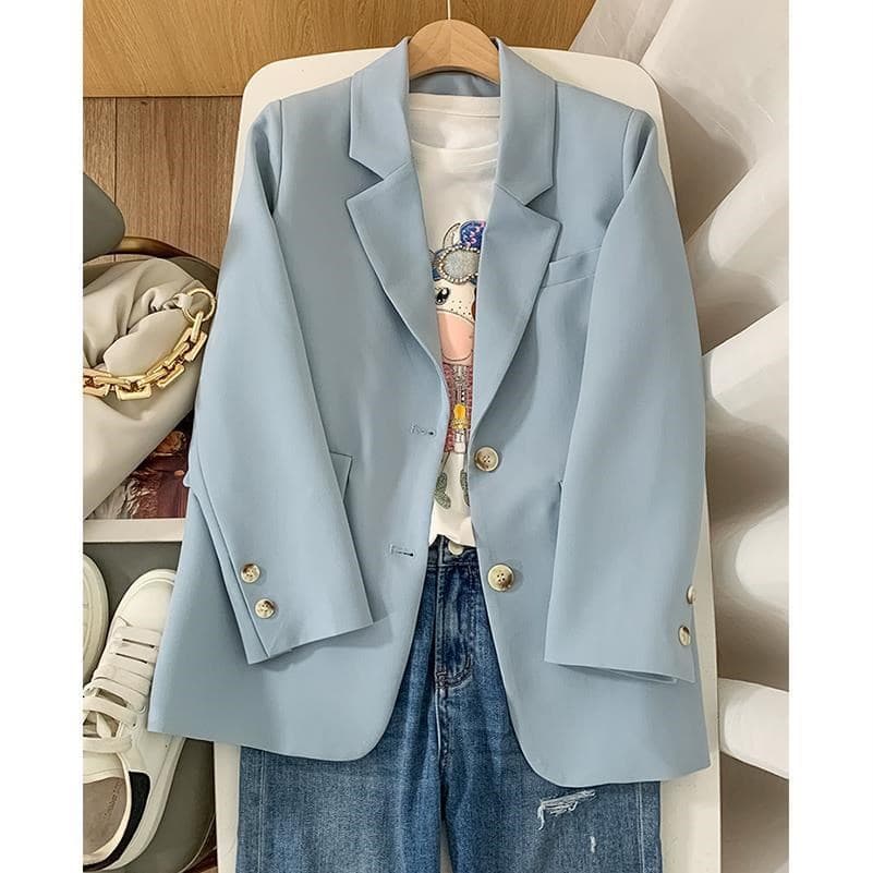 Women's Clothing Light Blue Suit Jacket For Women Spring New Style High End Design Niche Loose Temperament Small Suit