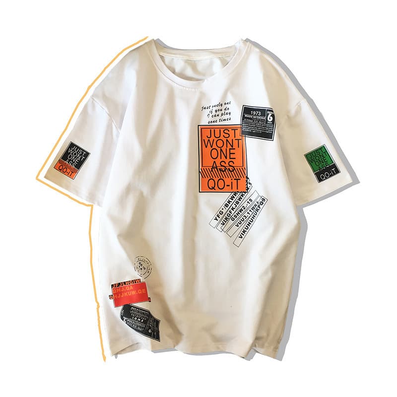 Short-sleeved T-shirt Men's Fashion Brand Trend Ins Summer 2020 New Five-quarter Sleeve Top Loose Half-sleeved T-shirt Korean Style Men