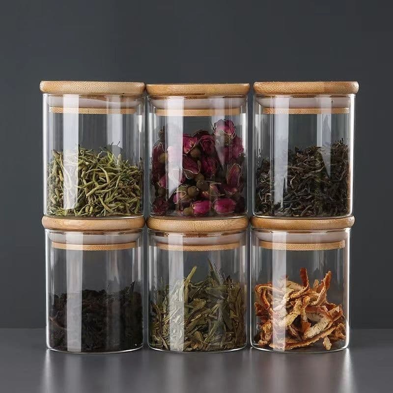 Kitchen High Borosilicate Glass Food Grade Storage Bamboo Lid Sealed Star Jar Blind Box
