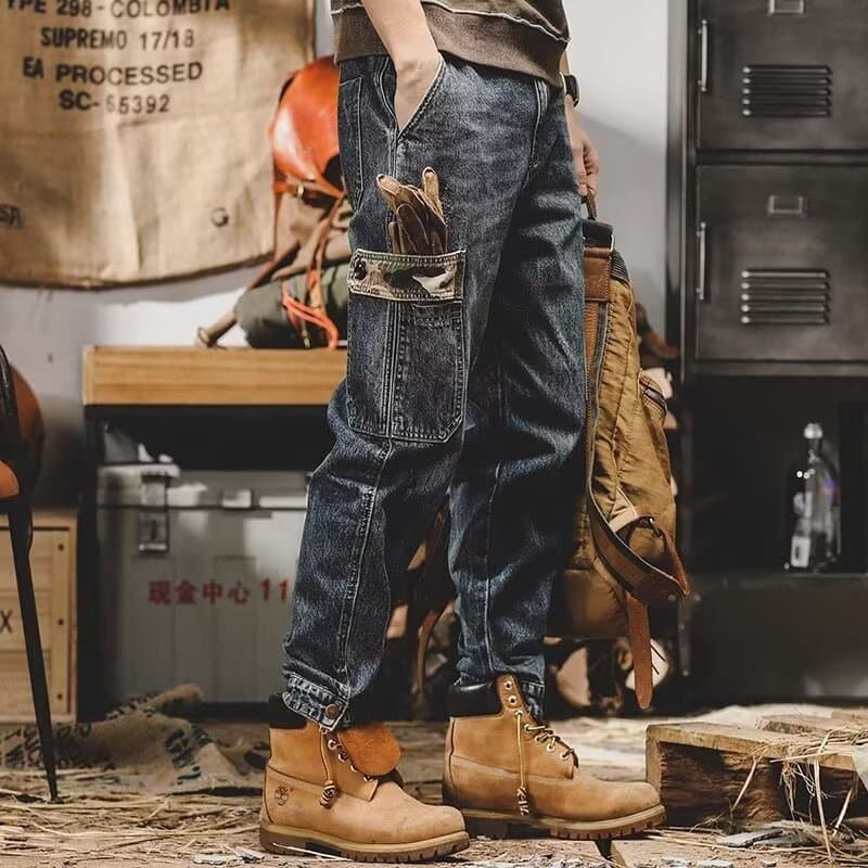 American Heavy Tooling Pants Men's Loose Straight Large Size New Retro And Old Jeans