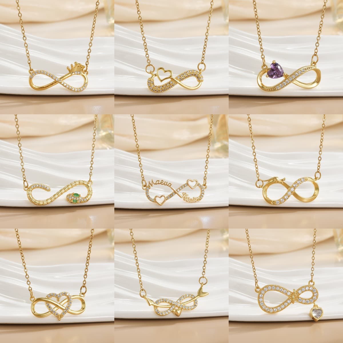 Unisex personalized design infinite cycle zircon necklace jewelry titanium steel clavicle chain ladies non fading jewelry