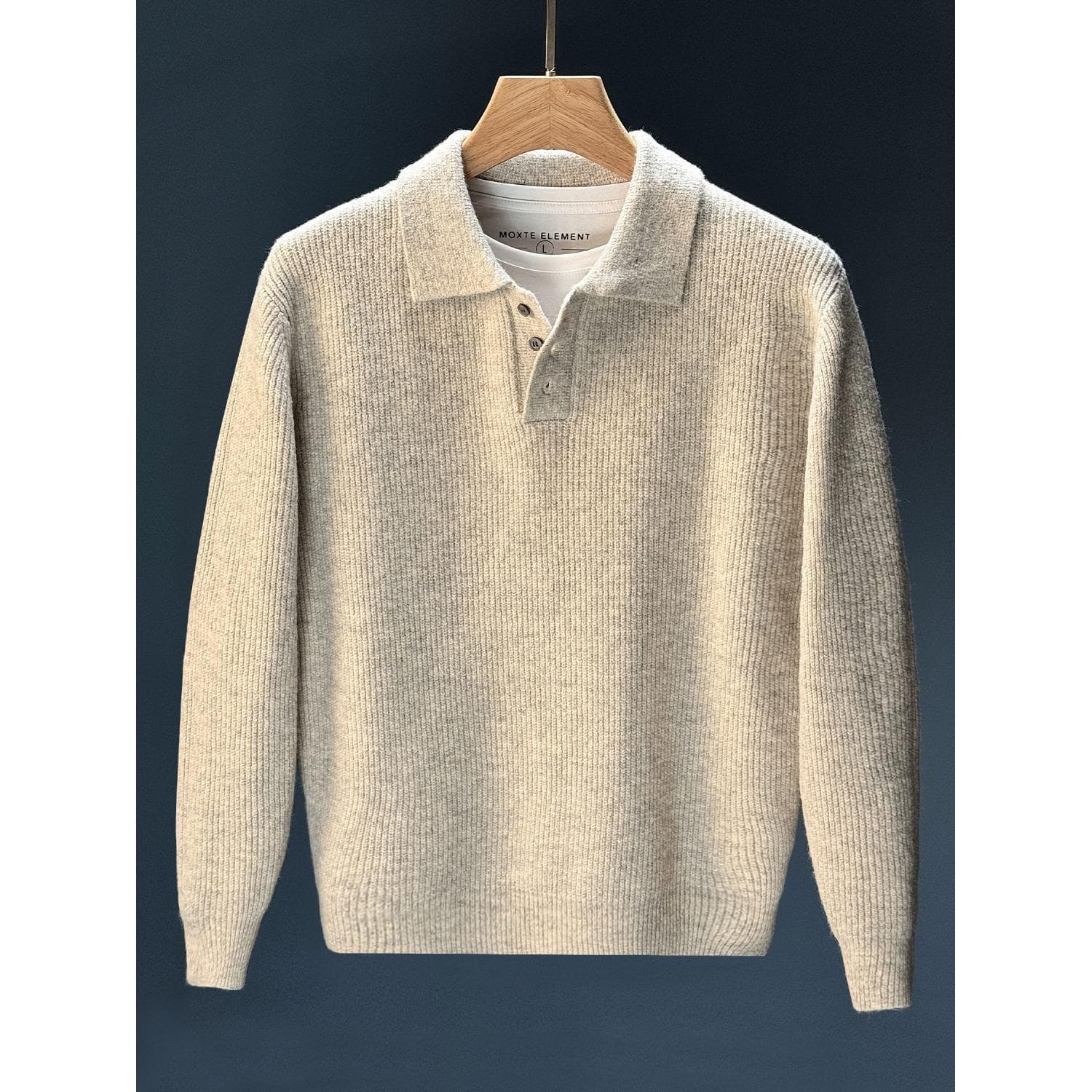 Pure Gxg.jeans Men's Clothing Khaki Floral Yarn Simple Polo Collar Sweater Knitwear Men 25 Spring New Arrival