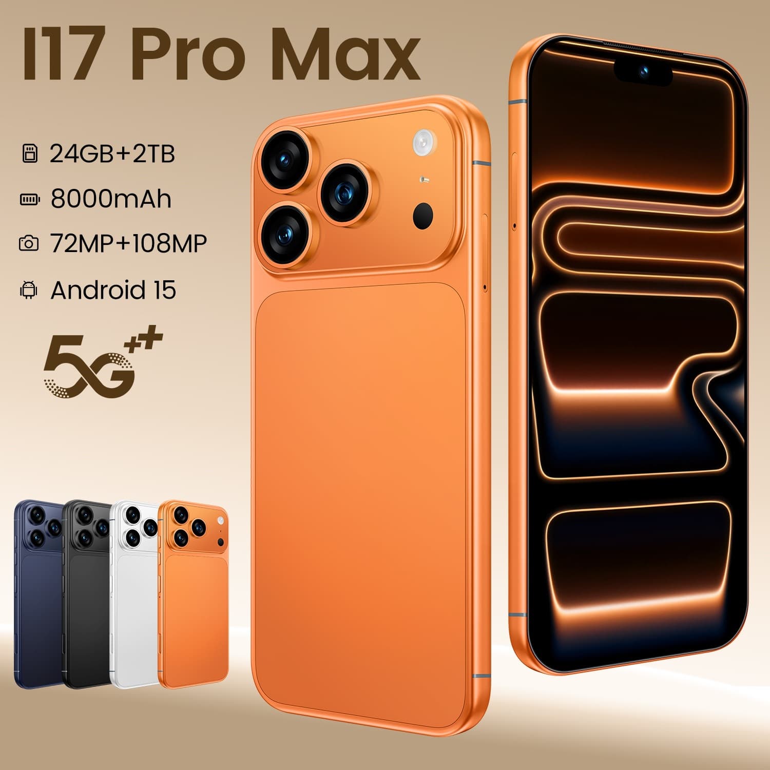 2026 New,I17ProMAX Large Screen SmartPhone,Hot Selling , 6+128G Eight Core Global Communication ,72MP+108MP ,8000mAh ,Android 15,Dual Card+TF Card