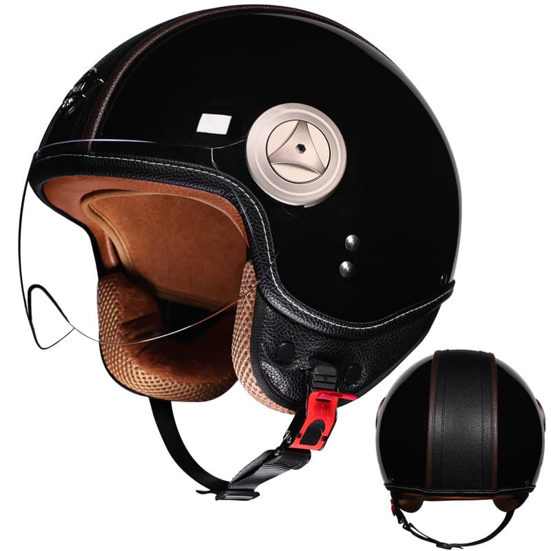 New 3C certified retro helmet with endoscope for all seasons, unisex, three quarter motorcycle and electric vehicle riding helmet