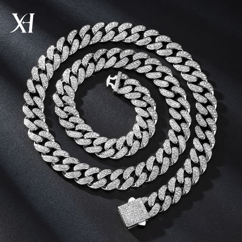 Cuban Necklace Full Diamond Large Gold Chain Hip Hop Fashion Jewelry