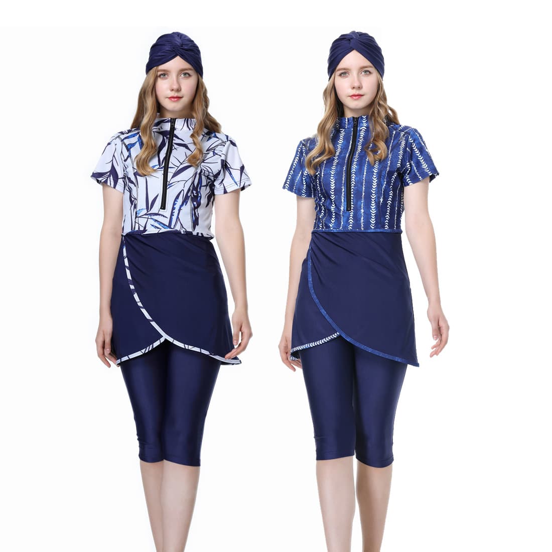 Conservative Three Piece Muslim Swimsuit Middle Eastern Print Sun Protection Beachwear Cross-Border European American Style