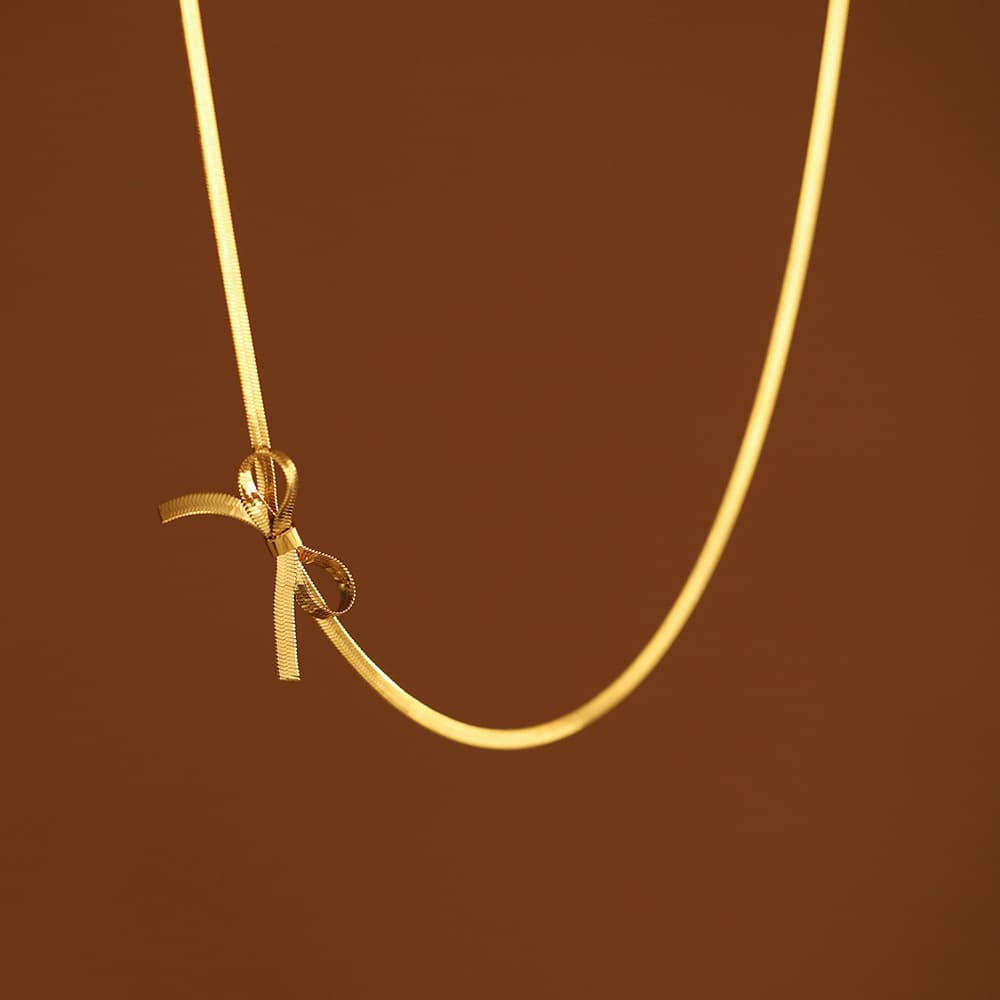 Necklace choker bow necklace snake bone small fresh titanium steel gold plated silver does not fade