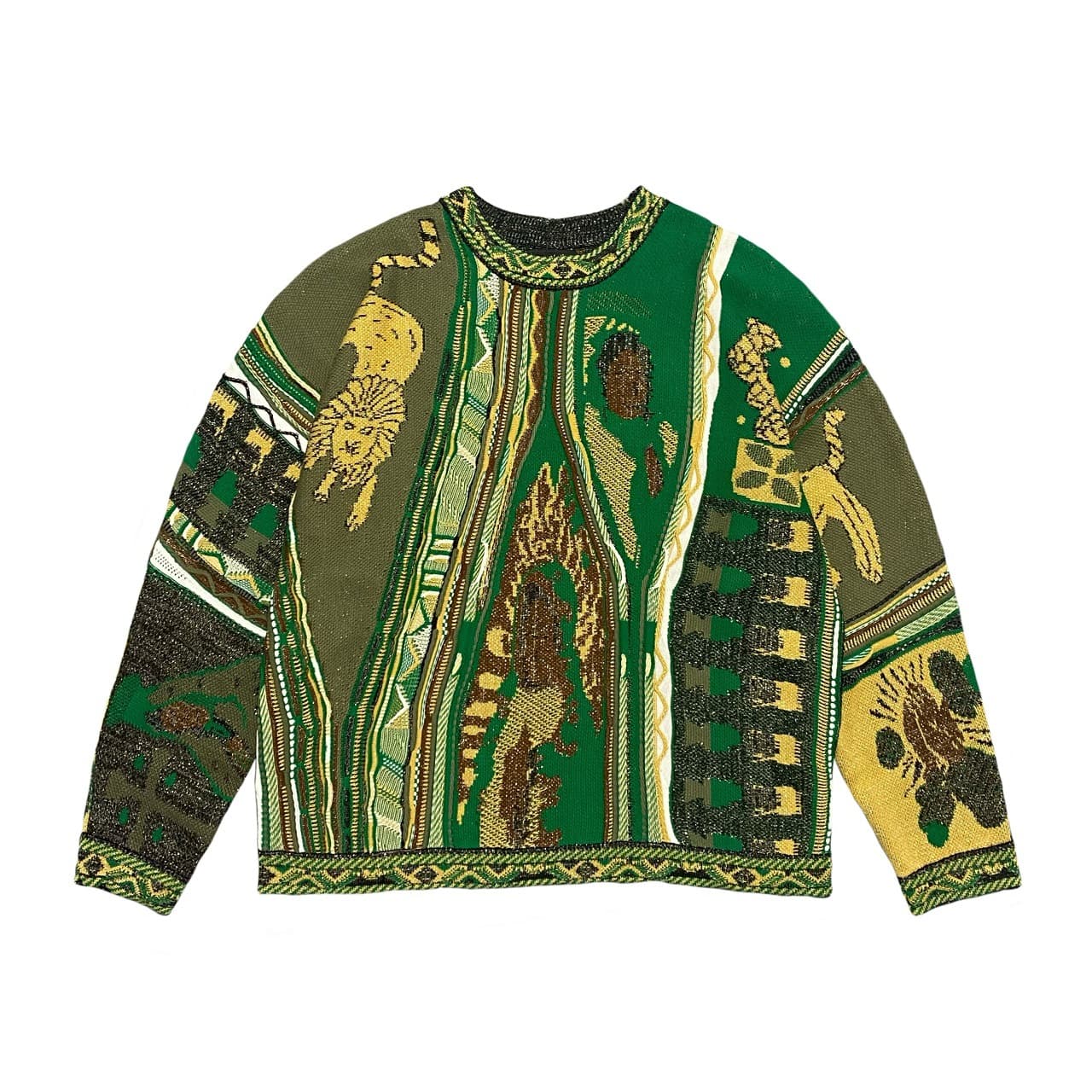 Pull col rond tricoté style ethnique vintage contrasté en jacquard, grande taille