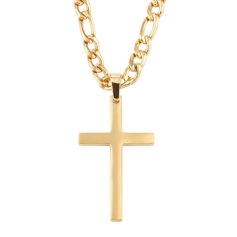 Chaîne torsadée en acier inoxydable, chaîne en os de serpent, chaîne cubaine, pendentif double croix, bijoux, collier en acier titane